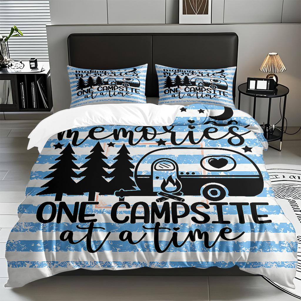 Ventas transfronterizas textiles caseros de ocio viento camping impresión digital abrasión quilt kit fuente de fábrica TEMU / JIT