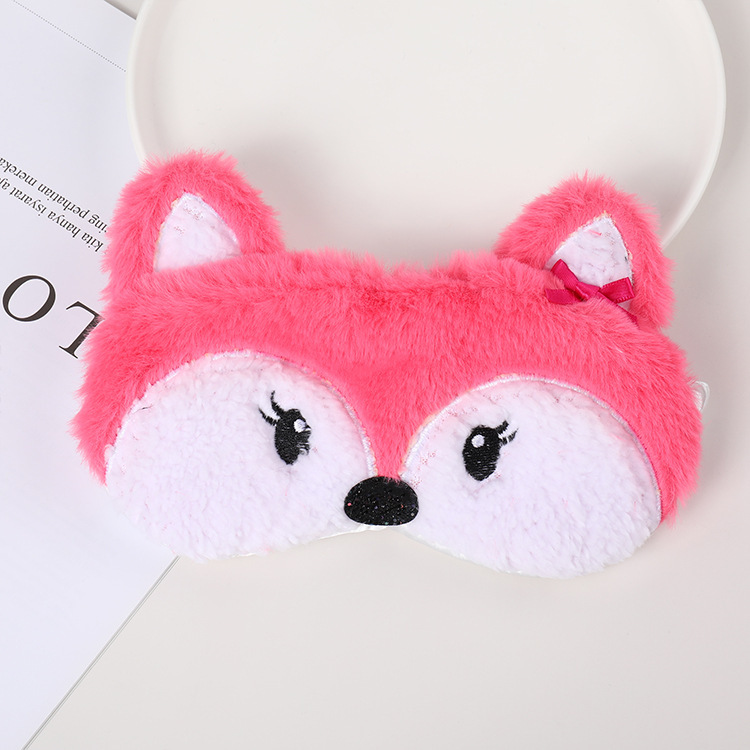 Fábrica al por mayor de felpa máscara de ojo de dibujos animados de santa claus alce sombreado máscara de ojo zorro animal bolsa de hielo transpirable