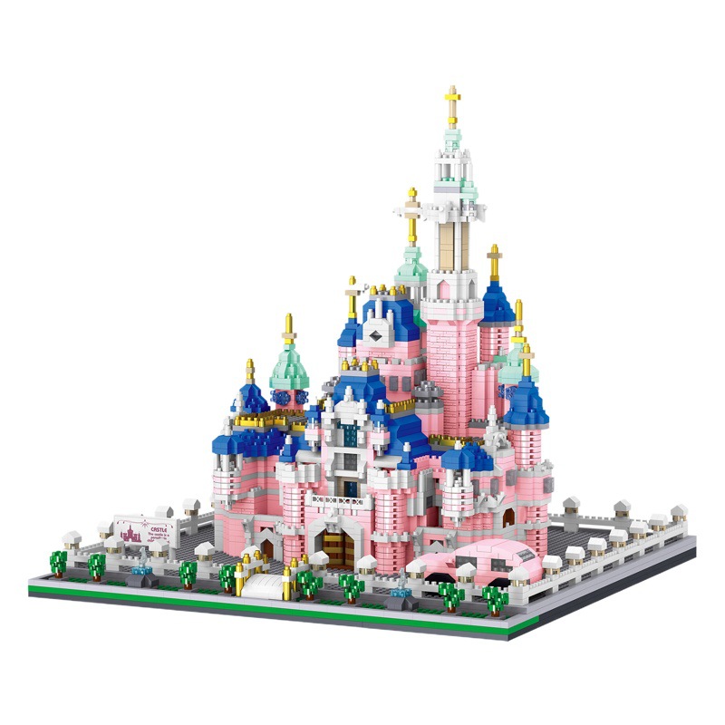 YN520 rosa sueño castillo paraíso miniatura pequeñas partículas de montaje bloques de construcción modelo de juguete