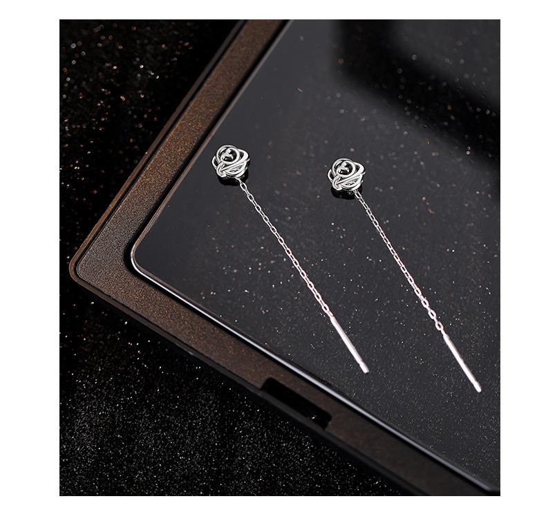 Ear line Classification 1 Pair Quantity 1 Pair S999 Silver 925 Sterling Silver Earrings Rose Ear Line