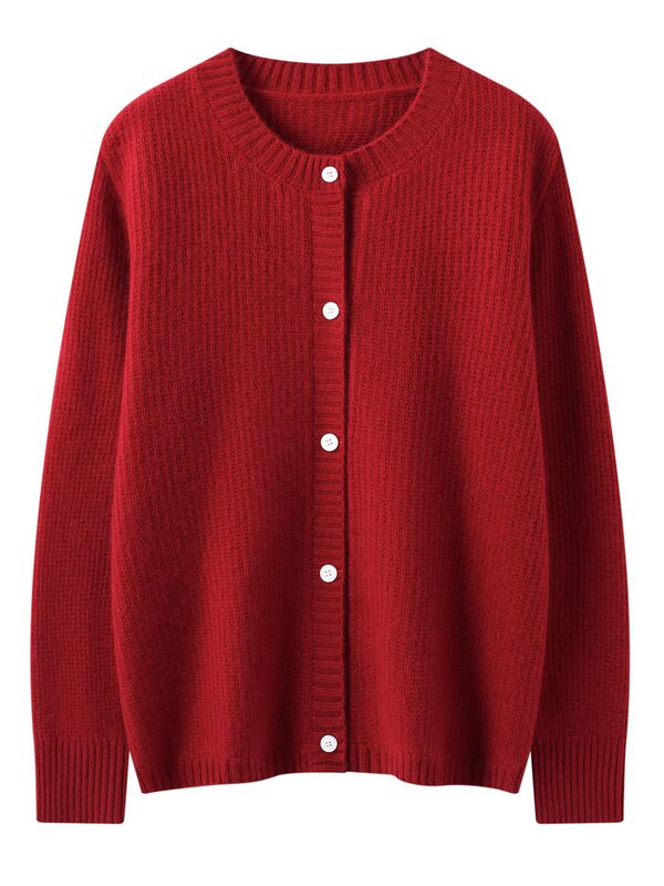 Autumn and Winter New Round Neck Cashmere Cardigan with Round Neck Thickeneded Small Cardigan High-End Cashmere Sweater Knitted Jacket Autumn and Winter New Round Neck Cashmere Cardigan with Round Neck Thickeneded Small Cardigan High-End Cashmere Sweater Knitted Jacket