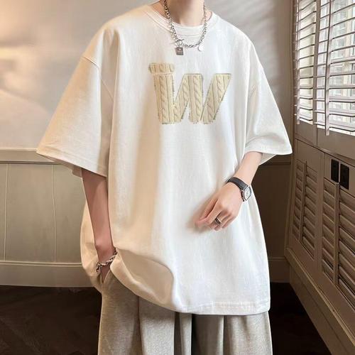 2024 Summer New Release Ultra Hot Instagram Casual Men's Trendy Short Sleeve T-Shirt Simple Print Top Couple Fashion