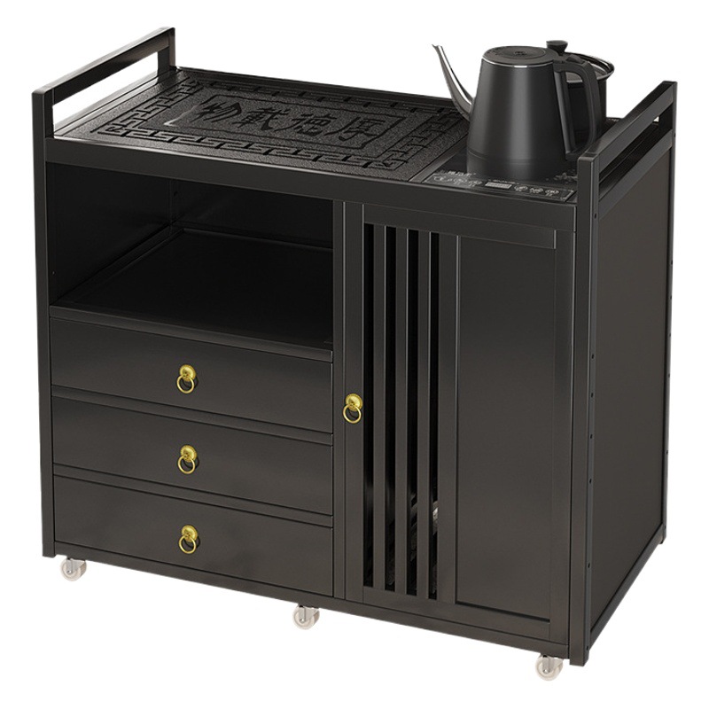 Mesa de té móvil balcón casa pequeña mesa de té carrito de té hervidor de agua integrado gabinete de té con ruedas mesa lateral de té juego de té traje