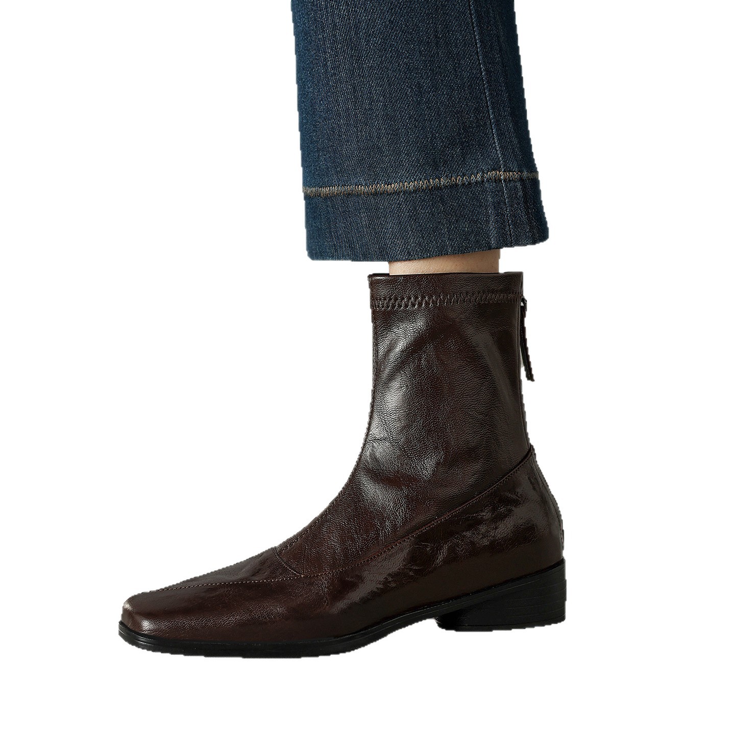 French-style Chunky Heel Plus-size Short Women, 2025 New Autumn And Winter Flat-soled Plush Slim Ankle Boots, Martin_vogvips.com