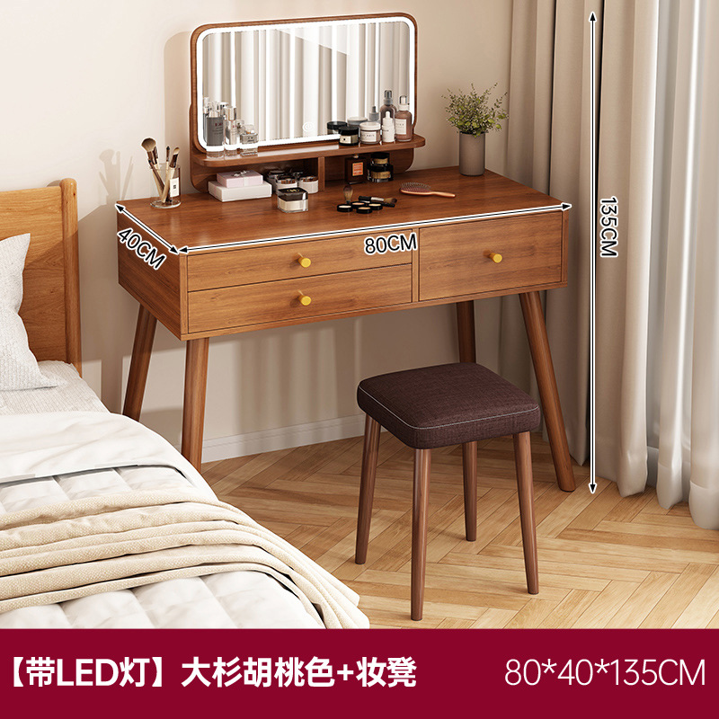 Xiangpei al por mayor dormitorio de apartamento pequeño, mesa de maquillaje de alta gama, espejo de maquillaje, tocador de lujo ligero integrado