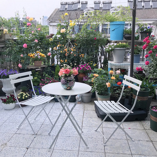Household Folding Iron Dining Table and Chair suit Simple Coffee Shop Milk Tea Shop Dessert Shop Negotiation Table Outdoor Leisure