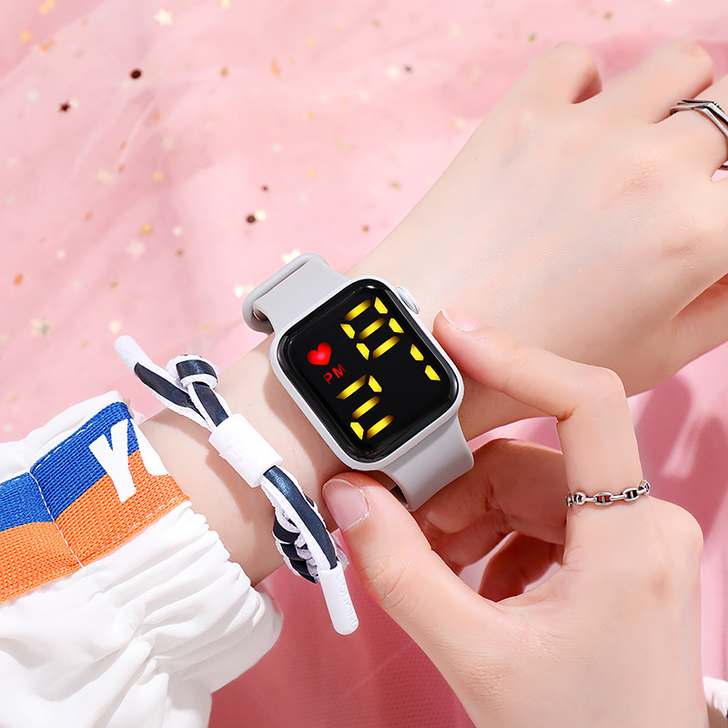 苹果手表新款电商私人订制百搭男女款硅胶手表苹果电子表详情3