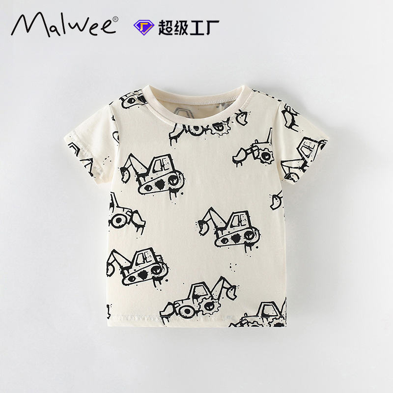 Trajes infantiles transfronterizos malwee camisetas para niños verano nuevo estilo europeo y americano de manga corta ropa de cuello redondo para niños