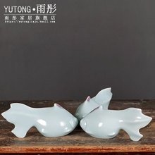 景德镇陶瓷手工陶瓷鱼窑变现代风创意小鱼餐厅玄关软装创意摆件件