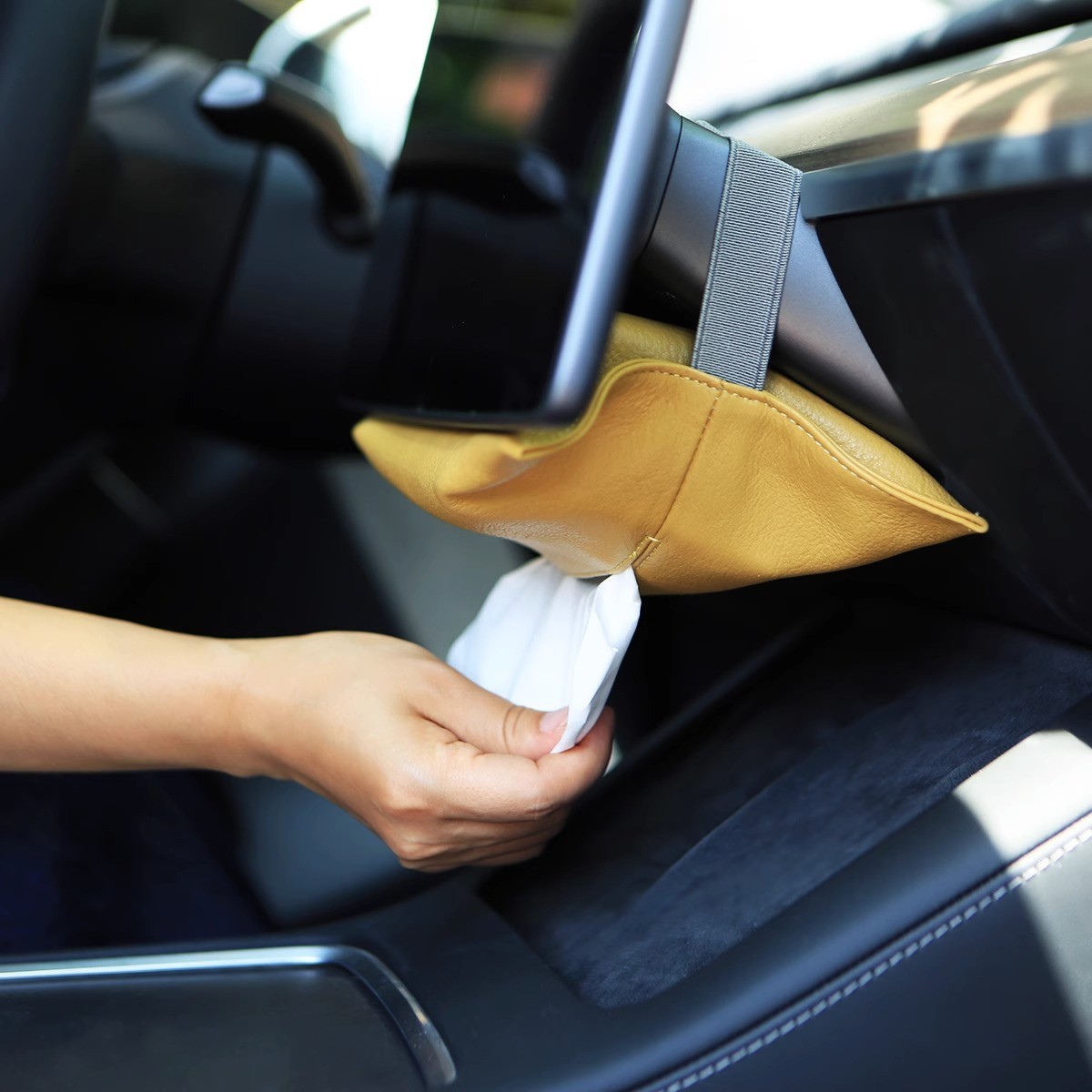 Leather Tissue Box Leather Tissue Storage Car Tissue Box Creative Seat Strap Car Hanging Tissue Paper