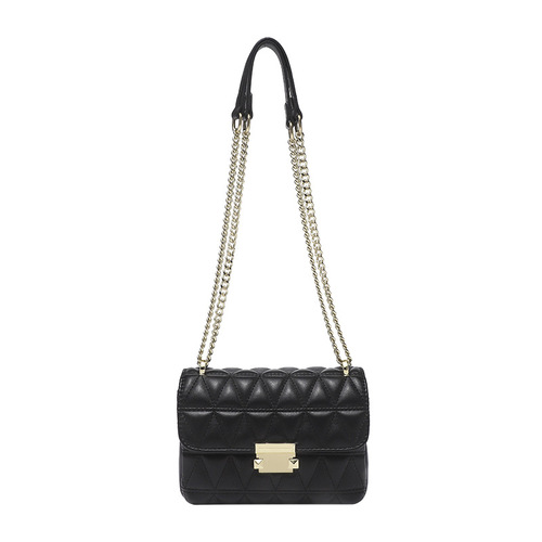 Ladies' Crossbody Bag with a Luxurious Texture and Exclusive Chanel-inspired Striped Chain Design, a Trendy Small Bag This Year