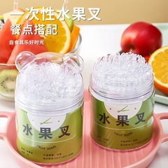 使い捨てフルーツフォーク新商品缶入り携帯プラスチック収納業務用透明フォーク家庭用ケーキ菓子専用