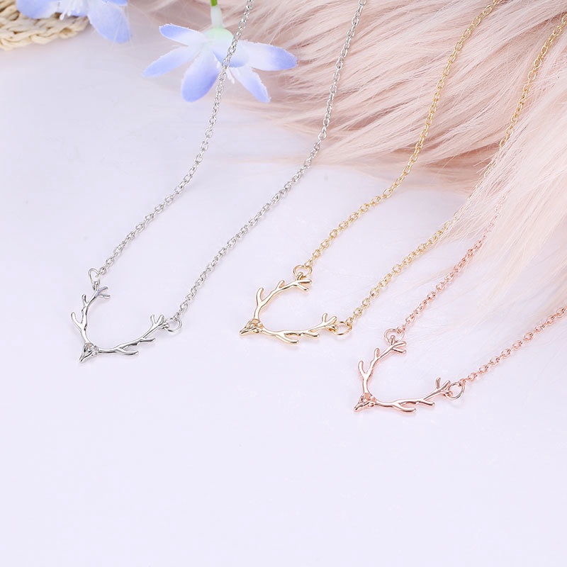 欧美ins圣诞节小鹿角鹿头麋鹿项链女跨境wish亚马逊时尚饰品批发