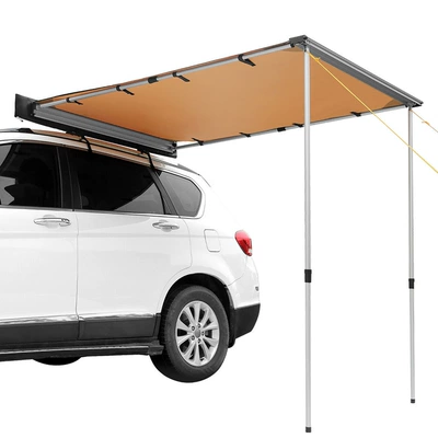 Car Canopy Side Tent Suv Off-Road Special Rainproof and Sunproof Outdoor Camping Equipment Car Side Tent (Avtomobil dam çadırları) - double-sided-pure-khaki-car-edge-tent-pu-leather-shell-size-1625m