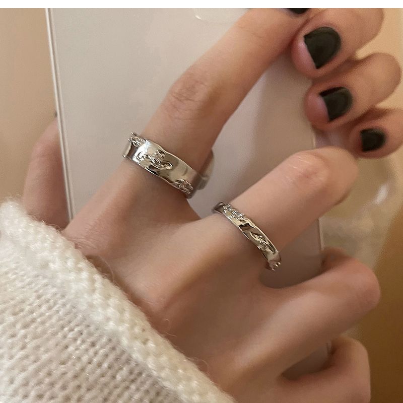 Minimalist Silver Zircon Open Ring For Women Designer Couple Ring_voghion.com
