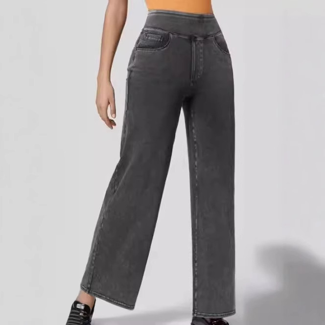 4988 Cross-Border Women's Clothing Export Amazon Independent Station Popular Pure Color Anti-Denim Wide-Leg Pants