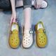 Retro Toe Sandals Women's Summer Outer Wear New Fashion Mother's Shoes Soft Leather Thick Bottom Breathable Hollow Two-Wearing Hole Shoes