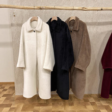 新款贝贝羊驼毛绒中长款毛呢大衣女XK25-9001加厚保暖通勤外套
