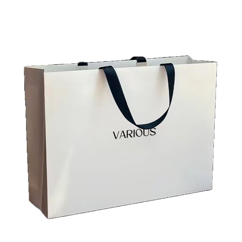 Bolsa de papel sin cintura, bolsas de regalo, logotipo imprimible para embalaje de centro comercial de alta calidad