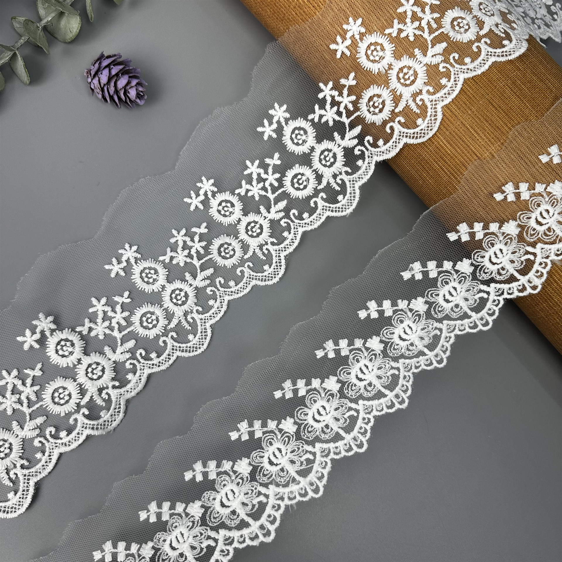 爆款性感网布蕾丝牛奶丝连条花边 内衣婚纱洛丽塔DIY衣帽旗袍辅料