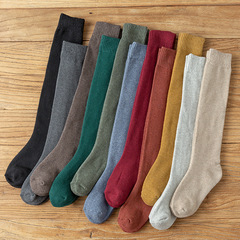 Ladies' Solid-Color, Thickened Calf Terry Socks – Fleece-Lined, Warm Winter/Knee-High & Pile-Up Design Socks
