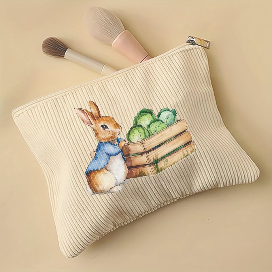 Amazon TEMU vacaciones conejo serie de animales patrón de cordillera zipper bolsa de maquillaje ligera