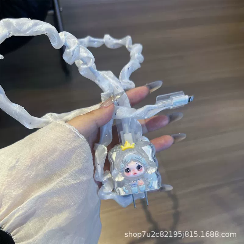 Милая бархатная модель для девочек, подходящая для чехла для зарядной головки Apple, защитный чехол для зарядного устройства 20 Вт, кабель для передачи данных, волна, предотвращающая разрушение