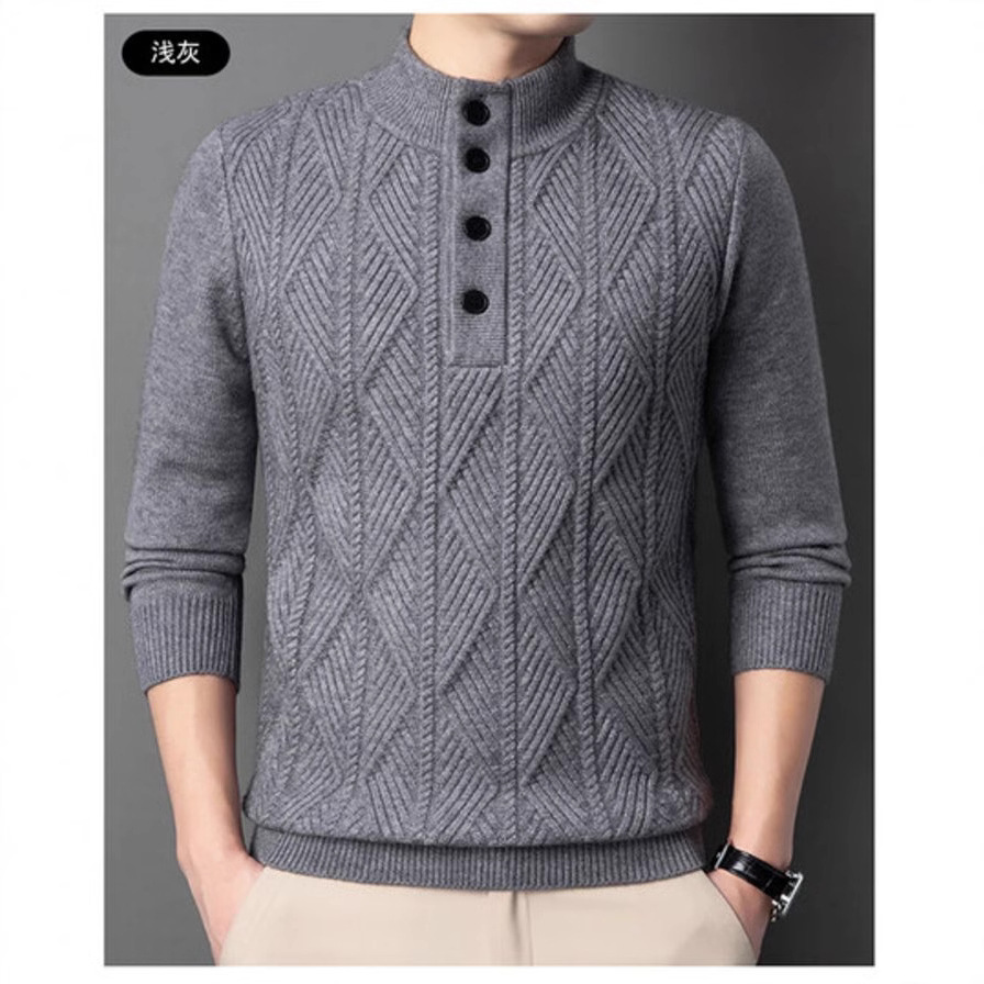 Camisa de punto transfronteriza suéter de hombre otoño y invierno nuevo estilo de hombre calentamiento camisa jacquard moda de comercio exterior chaqueta de hombre