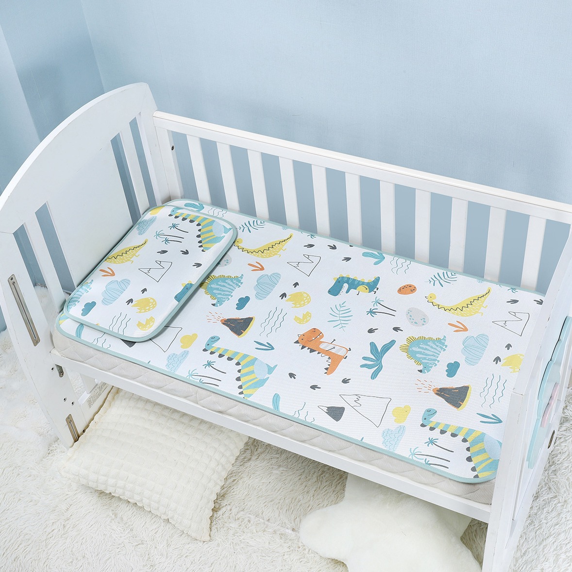 Baby Bed Cold Mat Baby Bed Ice Silk Mat Summer New Kindergarten Mat Wholesale Children Ice Silk Shaped Mat Pillow