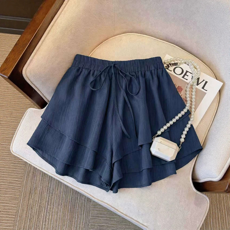 2026 Cross-Border European and American Summer Solid Color Thin Shorts Double-Layered Fashionable Elastic Waist Loose Casual Pants 2026 Cross-Border European and American Summer Solid Color Thin Shorts Double-Layered Fashionable Elastic Waist Loose Casual Pants