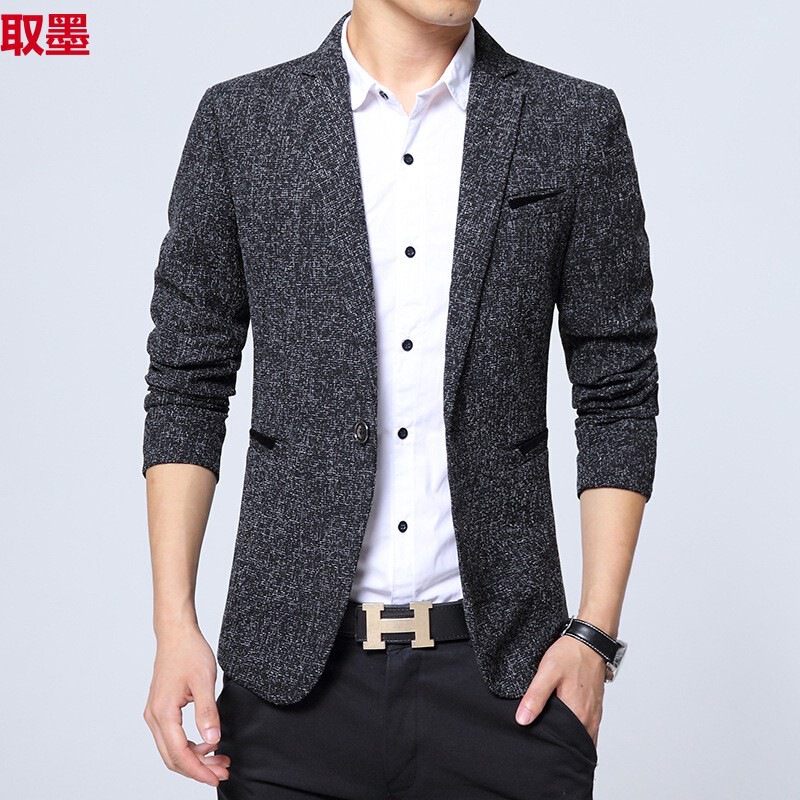 Men's Suit Slim-fit Korean Casual Suit Jacket New Youth Single West Handsome Autumn and Winter Small Suit Plaid