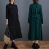 Demi-season fashionable corduroy dress for leisure, long skirt, oversize, mid-length, autumn