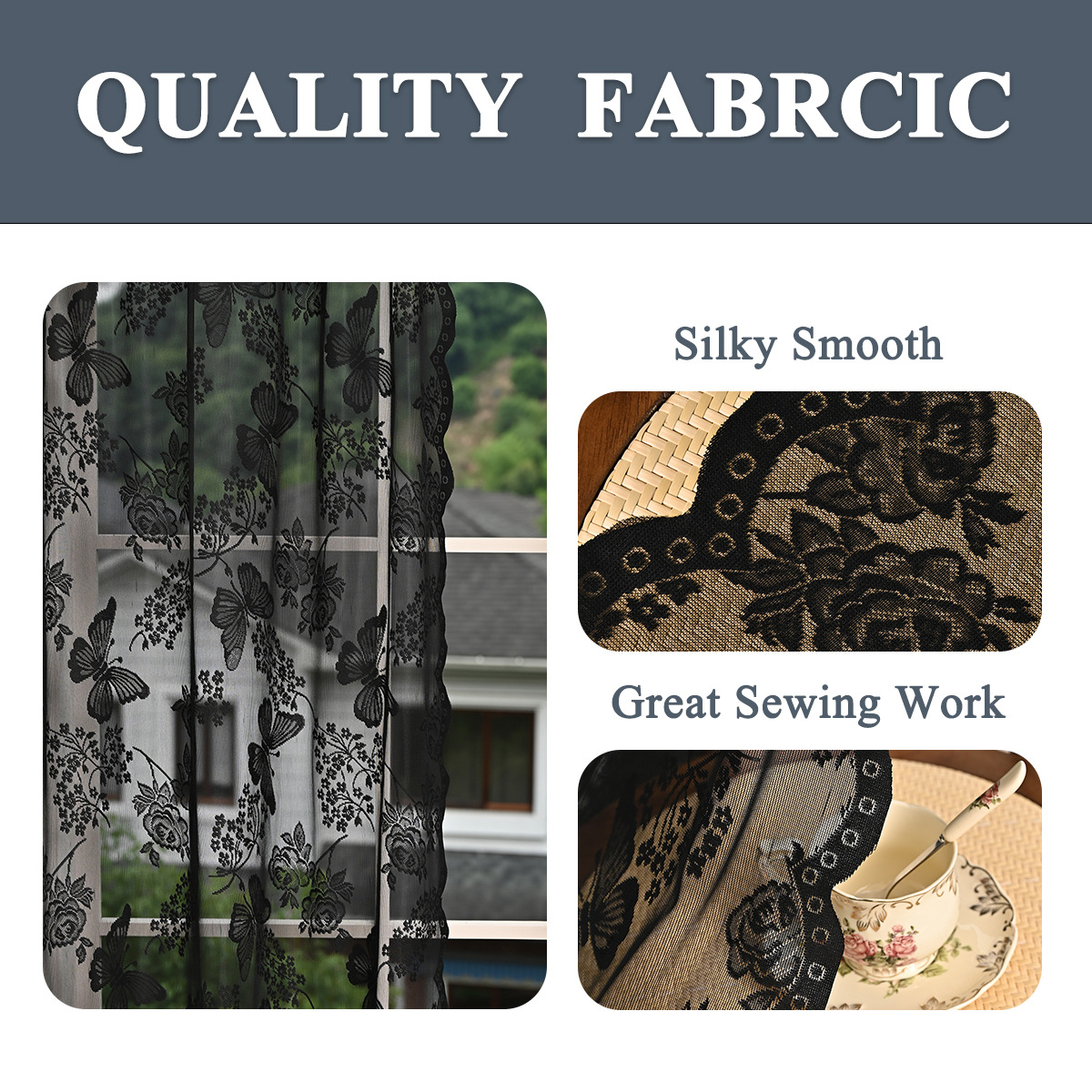 Nuevo encaje tejido por urdimbre transfronterizo, flor de amor de mariposa, doblado, malla de ventana, transponible, cortina terminada semisombreada, emisión en stock de TEMU