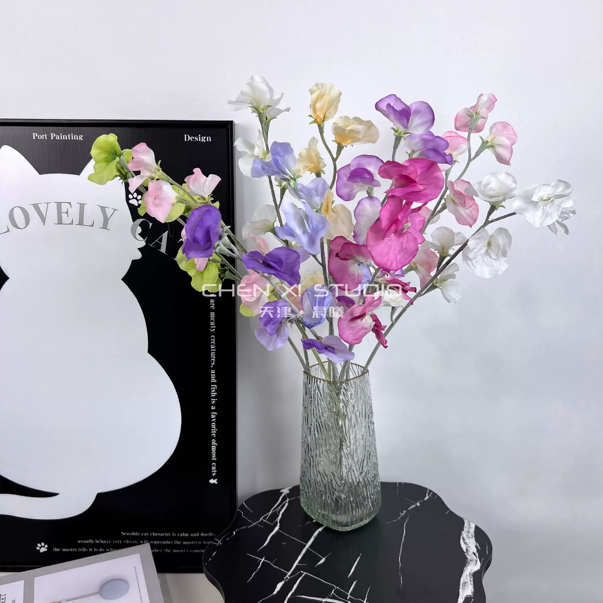 北欧高品质仿真花单支香豌豆花简约家居桌面装饰摆件新娘婚庆花束