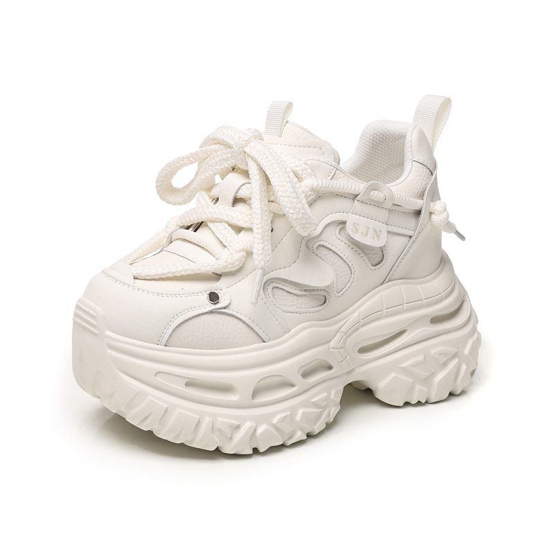 Giày sneaker nữ đế dày tăng chiều cao phong cách daddy chunky — màu đen