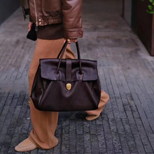 2024新款手提公文包女士高级感皮包包复古大容量通勤包女包惠里