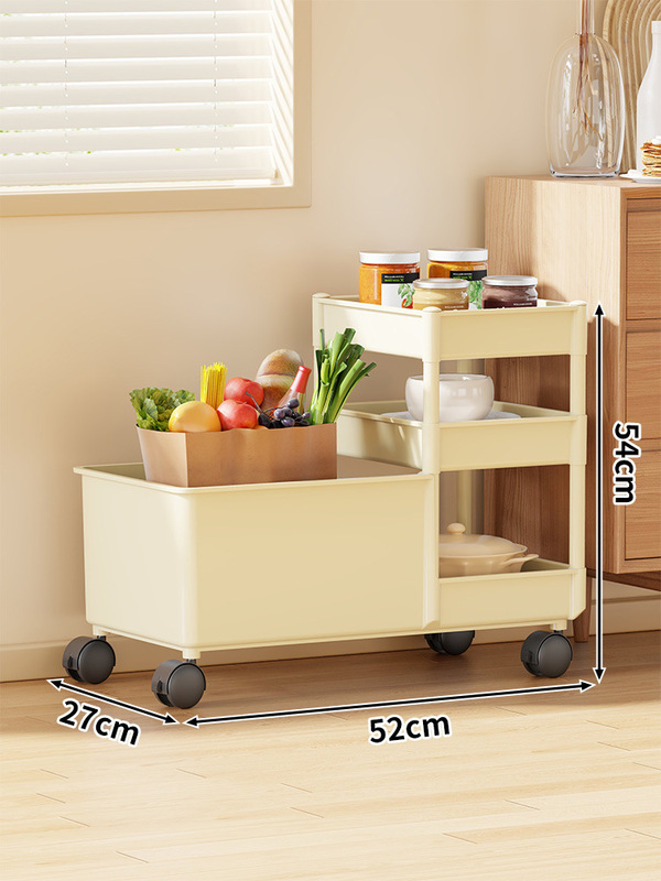 キッチンサイド収納ラック床置きモバイル多層野菜収納キャビネットバルコニースナックおもちゃトロリー収納カート|undefined