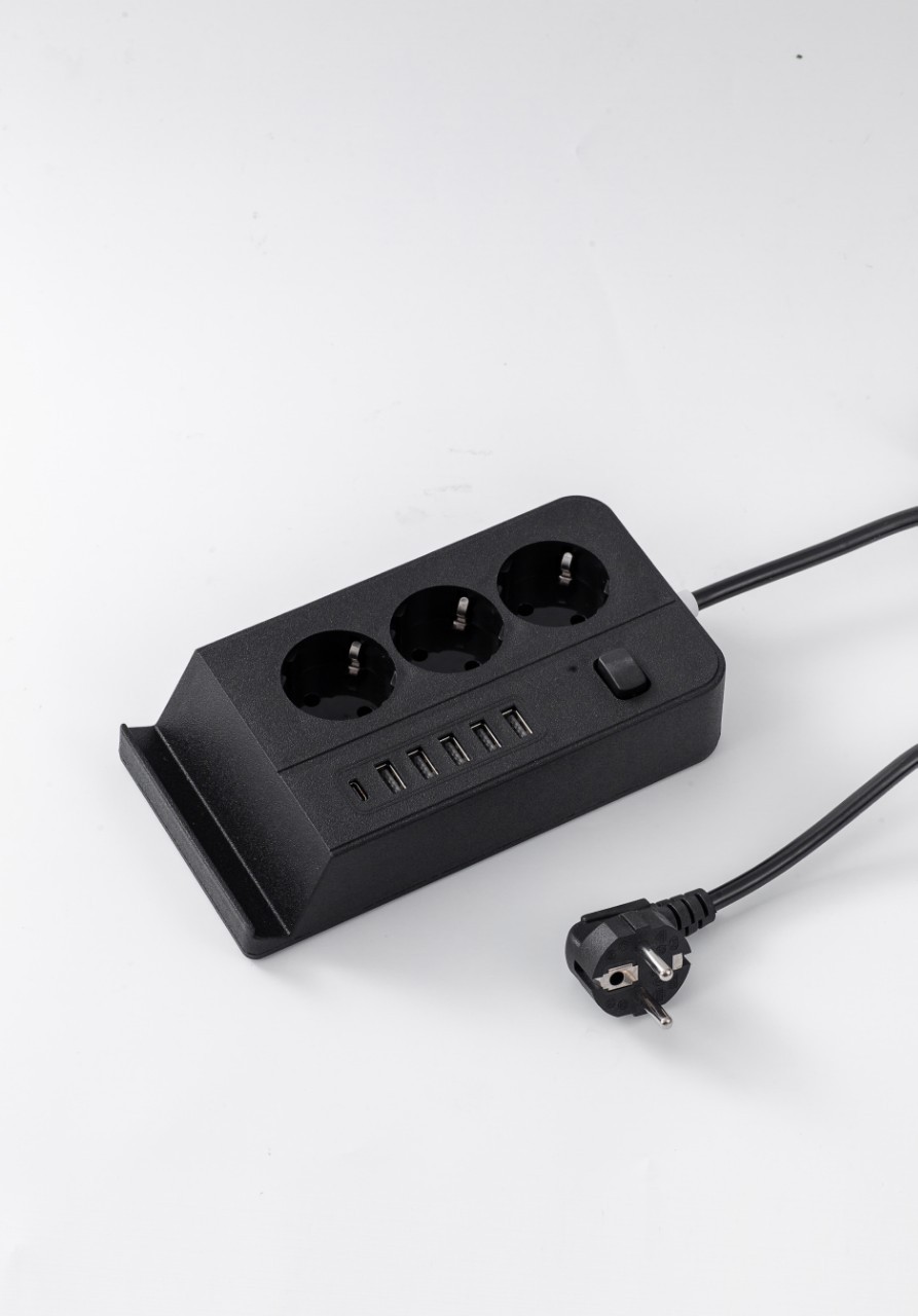 Fábrica directa transfronteriza enchufe Euro enchufe USB enchufe tipo-C enchufe multifuncional enchufe tablero de conexión 2m