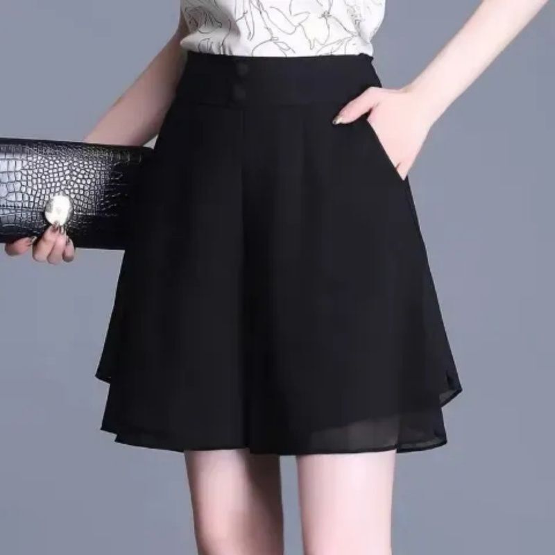 Women's Summer 2026 New Style Chiffon Wide-Leg Casual Shorts, Loose Slimming A-Line Skirt Pants, Thin Style