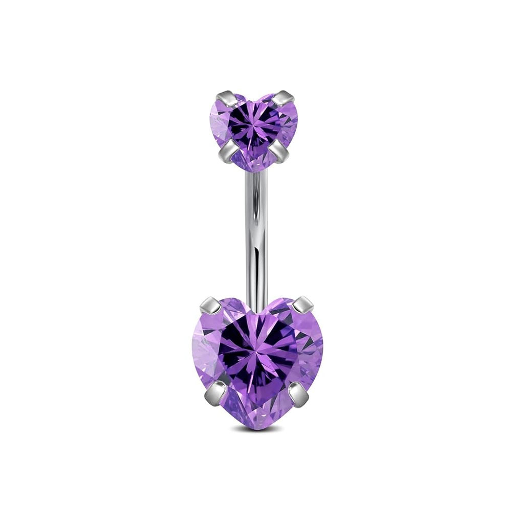 Stainless Steel Heart Zirconia Belly Button Ring Multi-colour_voghion.com