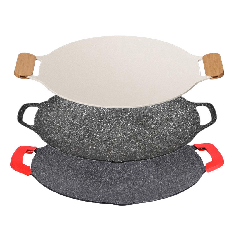 Bandeja de barbacoa para acampar al aire libre Hanle, estufa de casete sin humo para el hogar, plato de barbacoa antiadherente, molde para hornear de aluminio de hierro fundido de piedra médica