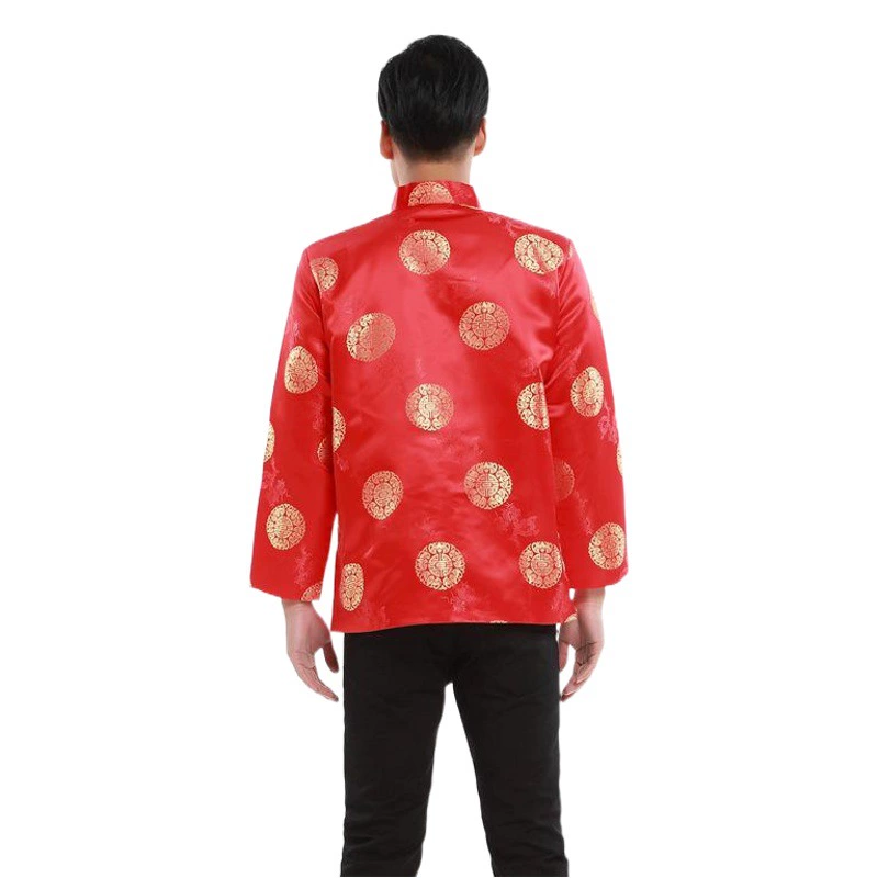 Мужской костюм Тан в китайском стиле, топ с длинными рукавами, весенне-осеннее Мужское пальто, одежда для пар среднего и пожилого возраста, одежда для фестивалей, ежегодных встреч, выступлений