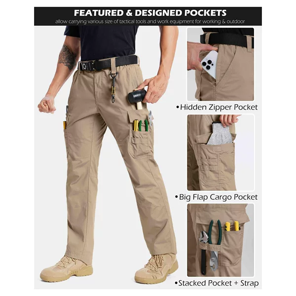 Amazon Men's New Outdoor Quick-Dry Multi-Pocket Multi-Functional Straight-Leg Workwear Sports Pants Outdoor Casual Pants