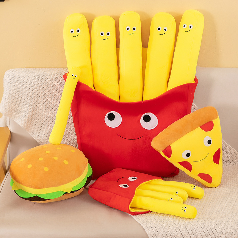 Foreign Trade Creative French Fries Hamburger Pizza Pillow Cross-border Simulation Snack Plush Toy Doll Grasping Machine Doll Foreign Trade Creative French Fries Hamburger Pizza Pillow Cross-border Simulation Snack Plush Toy Doll Grasping Machine Doll
