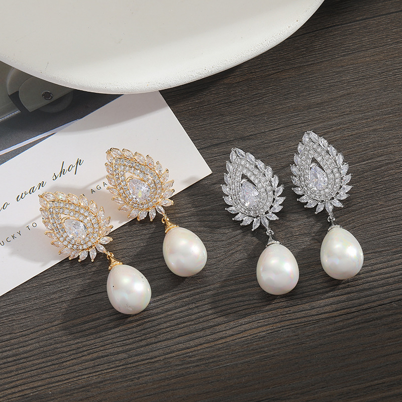 925 Silver Needle Water Drop European American Style, Fresh And Elegant, Electroplated Hao Stone Earrings, Women's Ear_voghion.com