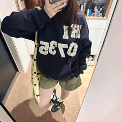 韩系爱心字母钉珠套头连帽卫衣女春秋复古设计宽松显瘦休闲外套潮