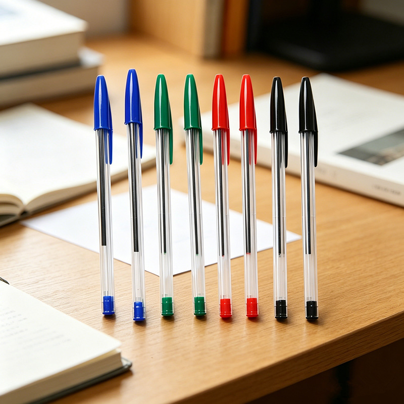 Manufacturer Wholesale Office and Student General-Purpose Simple Transparent Ballpoint Pens, Smooth Writing, Available in Red, Blue, Black, Green, and Multiple Colors