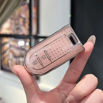 Suitable for Toyota North Deer Malaysia Perodua North Deer Large Key Protection Bag Cover (Car key bag) - beilu-model-a-smart-2-button-crystal-pink-single-shell