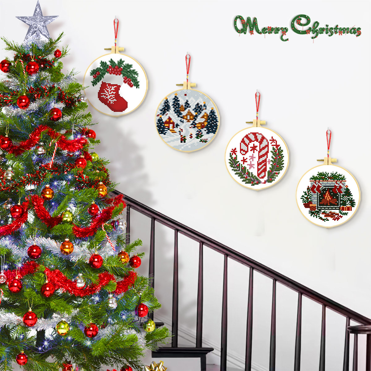 Mona Lisa Royal Crosspoint Navidad colección de un nuevo estilo de dibujos animados moderno simplista lindo redondo bordado de cruz