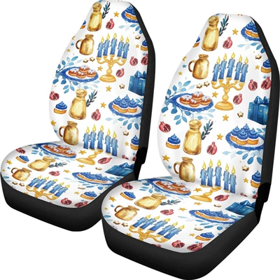 Universal seat cover Hanukkah candle print design and are custom-made - ysfc04571fv-1-2-piece-set